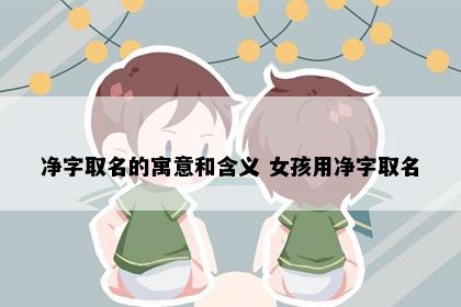 净字取名的寓意和含义 女孩用净字取名